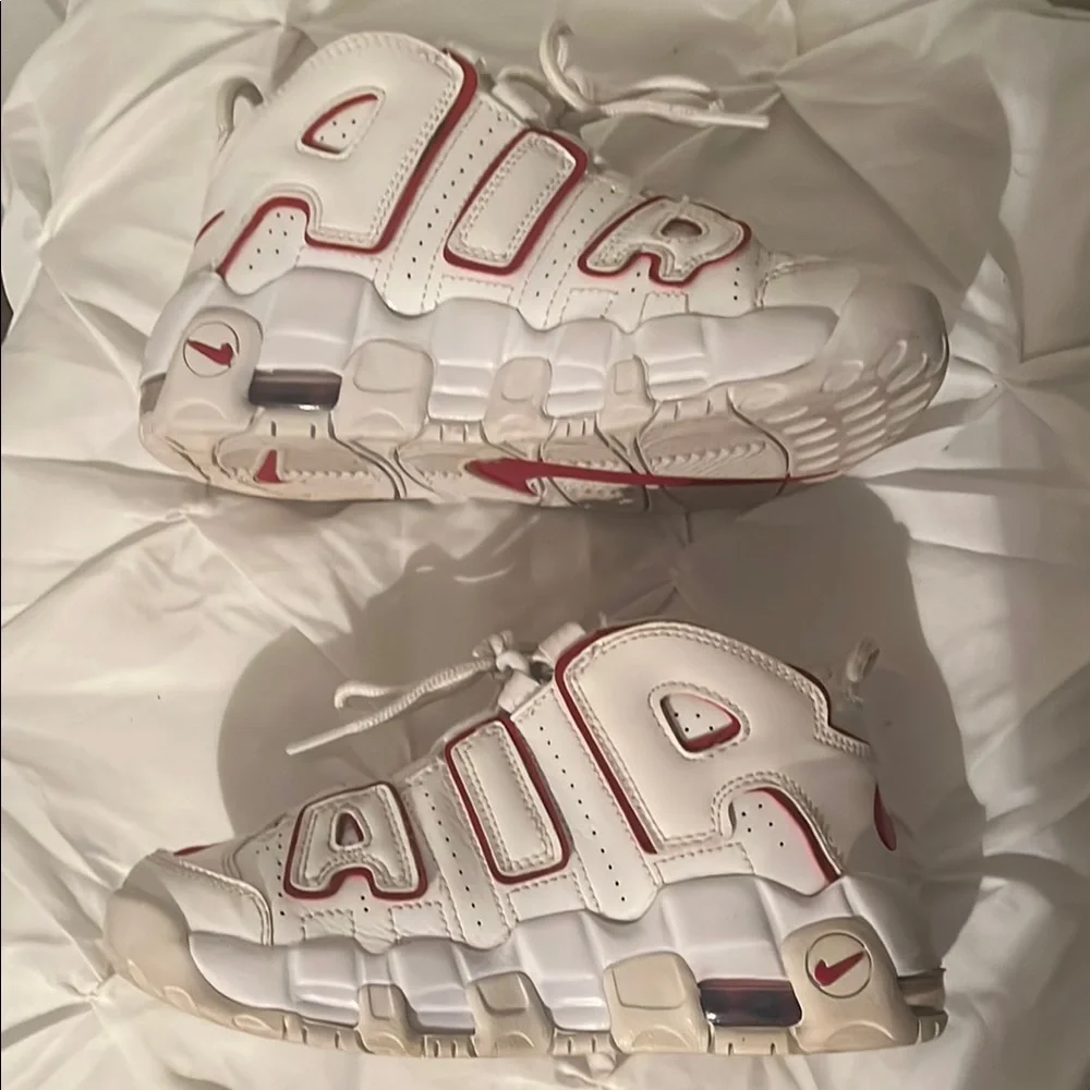 Nike Kids Air Uptempo White Red Shoes - Picture 4 of 4
